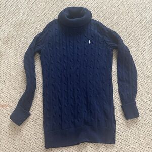 Ralph Lauren Navy Cable Turtleneck Sweater Dress